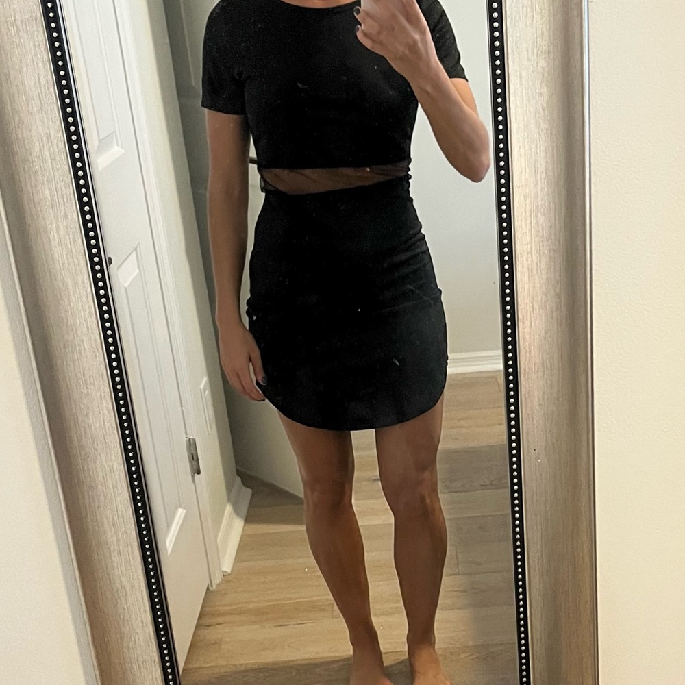 Black Mesh Cutout Dress